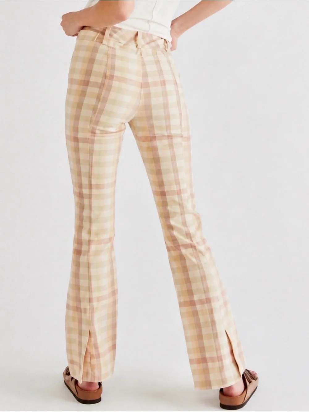 Free People The Way You Move Plaid Flare Pants - Size 12
